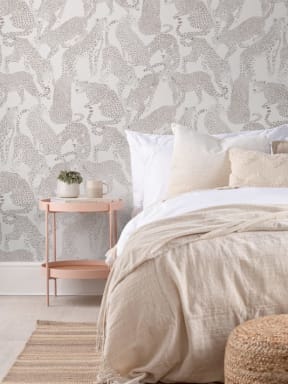 Papier Peint Animal Moderne Léopards et Guépards Neutre