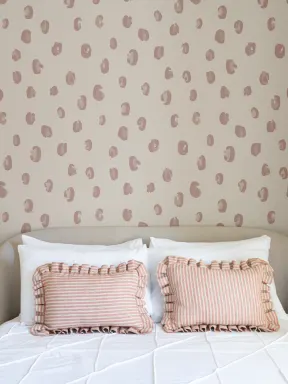 Papier Peint Rose et Crème Aquarelle à Motif Léopard