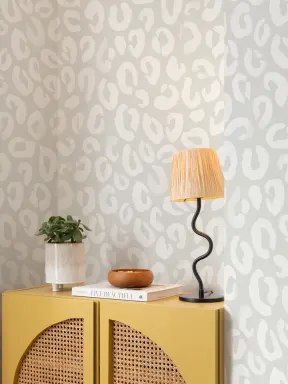 Papier Peint Blanc et Gris à Motif Léopard Peint