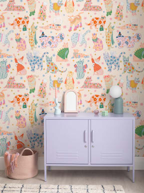 Bright Cats in Outfits Print Wallpaper Mural