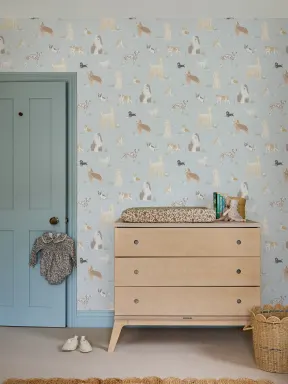 Blue Dog Playful Pattern Mural