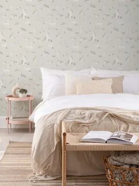 Grey Playful Dogs Animal Mural