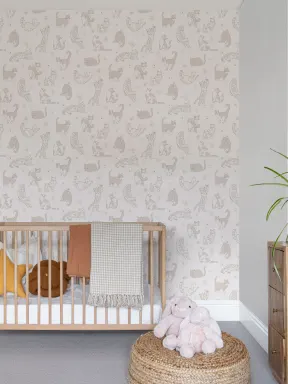 Motif chat crème pour enfants papier peint panoramique beige crème