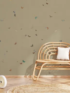 Green Butterfly Nature Minimalist Multicolor Design Mural