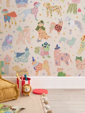 Colorful Dogs in Costumes Mural