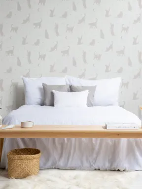 Neutral Cat Moon & Stars Pattern Mural