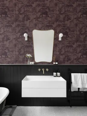 Plum Tropical Tonal Jungle Animal Wallpaper