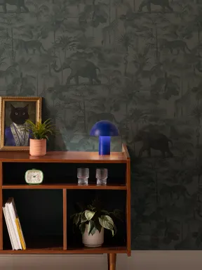 Teal Tropical Tonal Jungle Animal Wallpaper