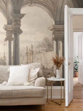 Papier Peint Panoramique Vue à Travers d’une Colonnade Baroque par Canaletto
