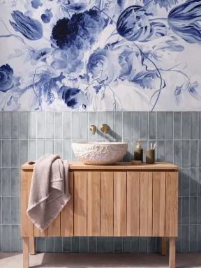 Blue Delft de Heem Floral Wallpaper Mural