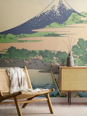 Papier Peint Panoramique Plage de Tago Bay par Hokusai