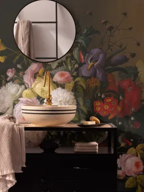 Basket of Flowers & Fruit by Severin Roesen Wallpaper Mural
