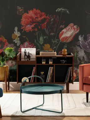 Bloemschikking kunstenaar schilderij behang muurschildering