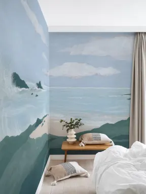 Blå Kystlandskap Beroligende Strand Fototapet