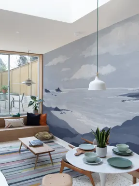 Blue Coastal Horizon Ocean Landscape Wall Mural