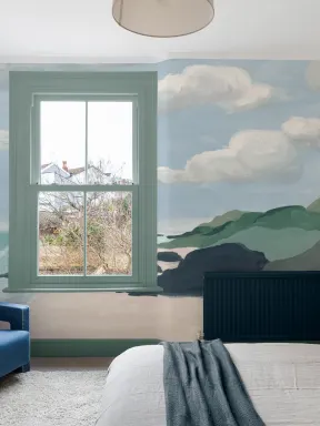 Blue Coastal Tranquility Nature Scene Mural