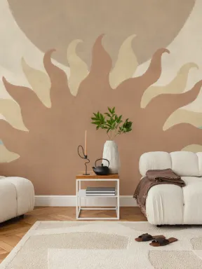 Blue Abstract Sunset Art Wall Mural