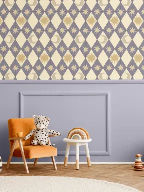 Blue Celestial Pattern Geometric Dreamer Bedroom Mural