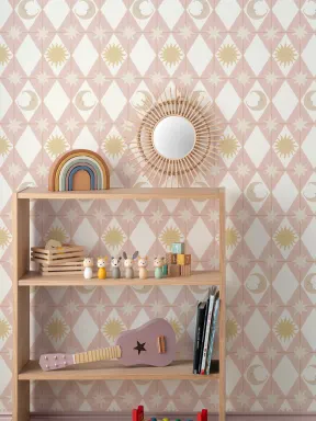 Pink Geometric Celestial Kids' Dreamscape Mural