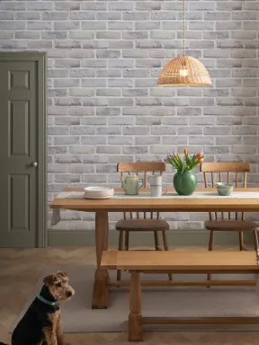 Whitewash Brick Effect Pattern Wallpaper Mural