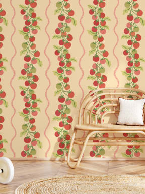 Yellow Vine Tomato Botanical Striped Mural
