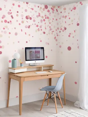 Papier Peint Panoramique Pluie de Confettis Rose
