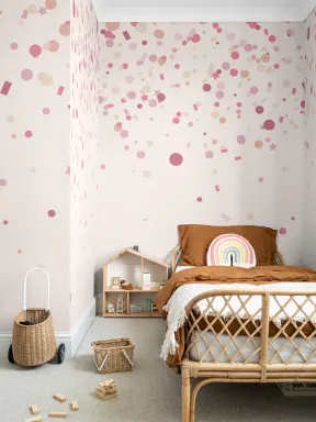 Papier Peint Panoramique Pluie de Confettis Rose