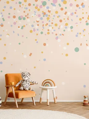 Papier Peint Panoramique Pluie de Confettis Multicolore