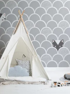 Børn Grå Pop Up Katte Tapet Vægmaleri