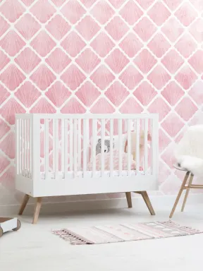 Pink Mermaid Scale Seashell Wallpaper Mural
