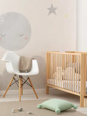 Kids Cute Cream Night Sky Moon Wallpaper Mural