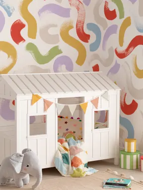 Käsin maalattu Wiggle Shapes kuvatapetti monivärinen sävyjä