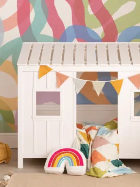 Multicolor Swirling Squiggles Wall Mural