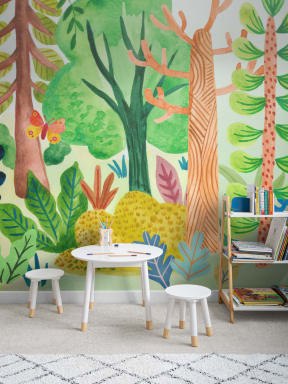 Aquarelle Enfants Froussard Forêt Papier peint