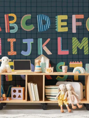 Marineblaues Kinder-Alphabet-Gitter-Wandbild