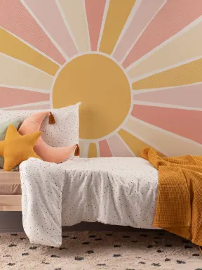 Kids Pink Boho Block Sunshine Mural