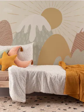 Lapset Boho Lumiset vuoret seinämaalaus