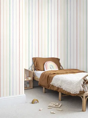 Multicolor Fun Hand Drawn Striped Wallpaper