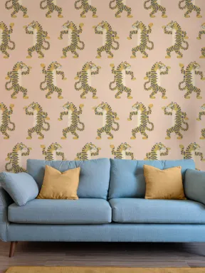 Pink Dancing Tiger Mural