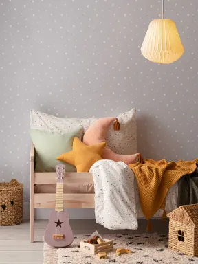 Gray & White Small Stars Repeat Pattern Wallpaper