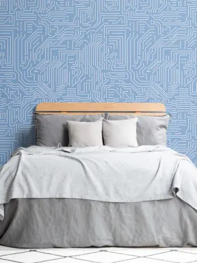 Blue Computer Circuit Board Pattern Wallpaper Mural