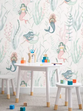Pastelli vesiväri Mermaid Moderni toista kuvio tapetti