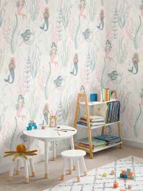 Pastelli vesiväri Mermaid Moderni toista kuvio tapetti