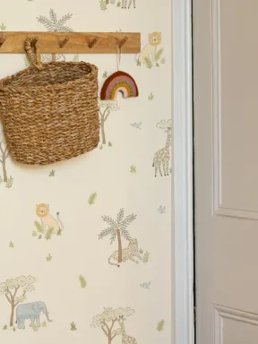 Papel Pintado Ilustraciones Safari Coloridas para Niños