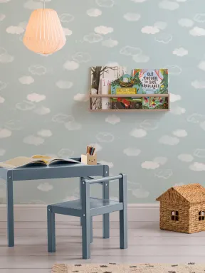 Cute Clouds Blue Repeat Pattern Wallpaper