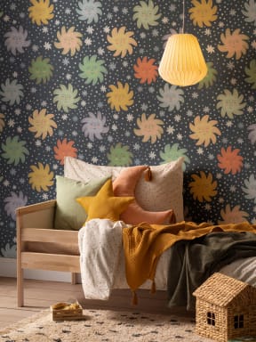 Papier Peint Coloré Soleil et Étoile pour Enfants