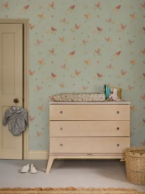 Light Green Farm Animal Kids' Mural for Playful Spaces