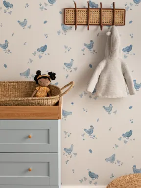 Blue Farmyard Charm Animal Mural For Kids' Nursery