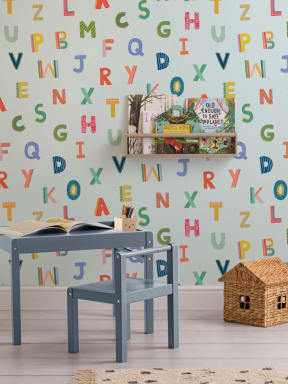 Papel pintado Alfabeto infantil de colores azules