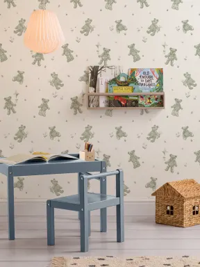 Vihreä Lapset söpö Nalle-aihe tapetti